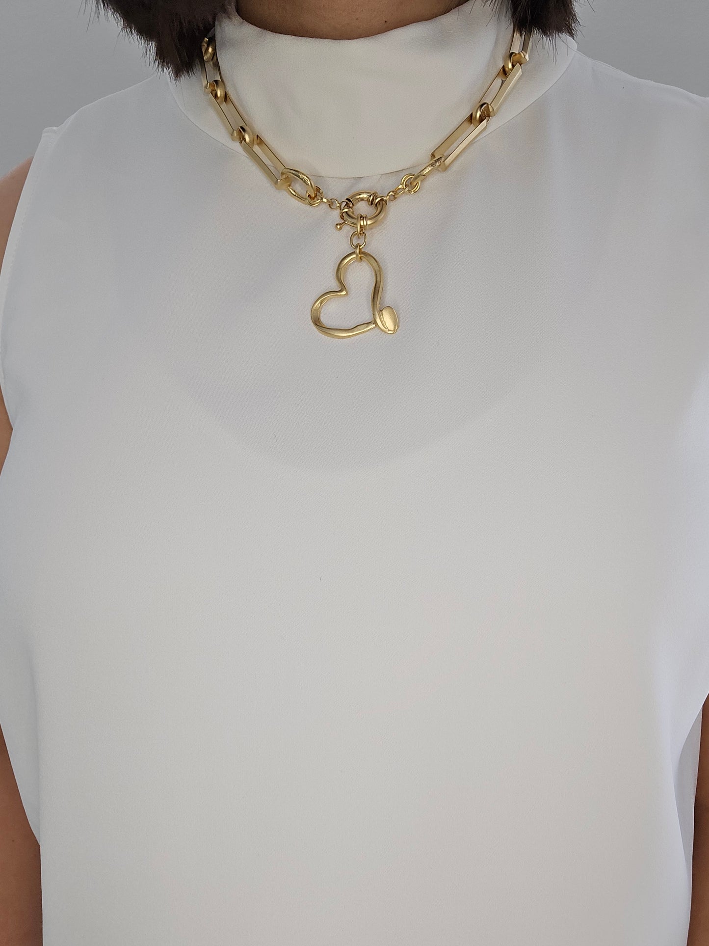 Collar "Lifesaver Heart", dorado mate, corto