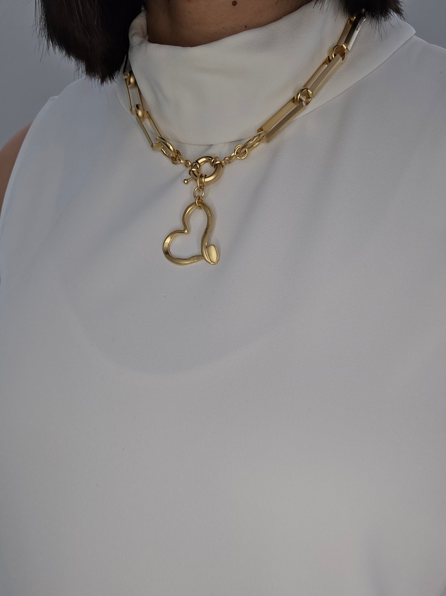 Collar "Lifesaver Heart", dorado mate, corto