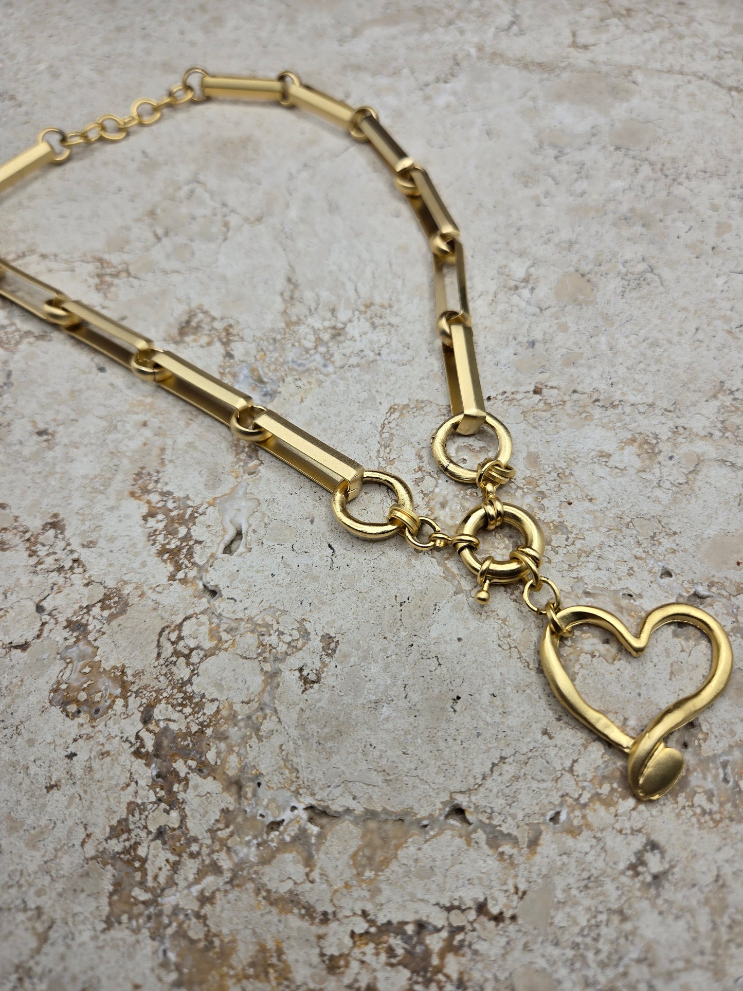 Collar "Lifesaver Heart", dorado mate, corto