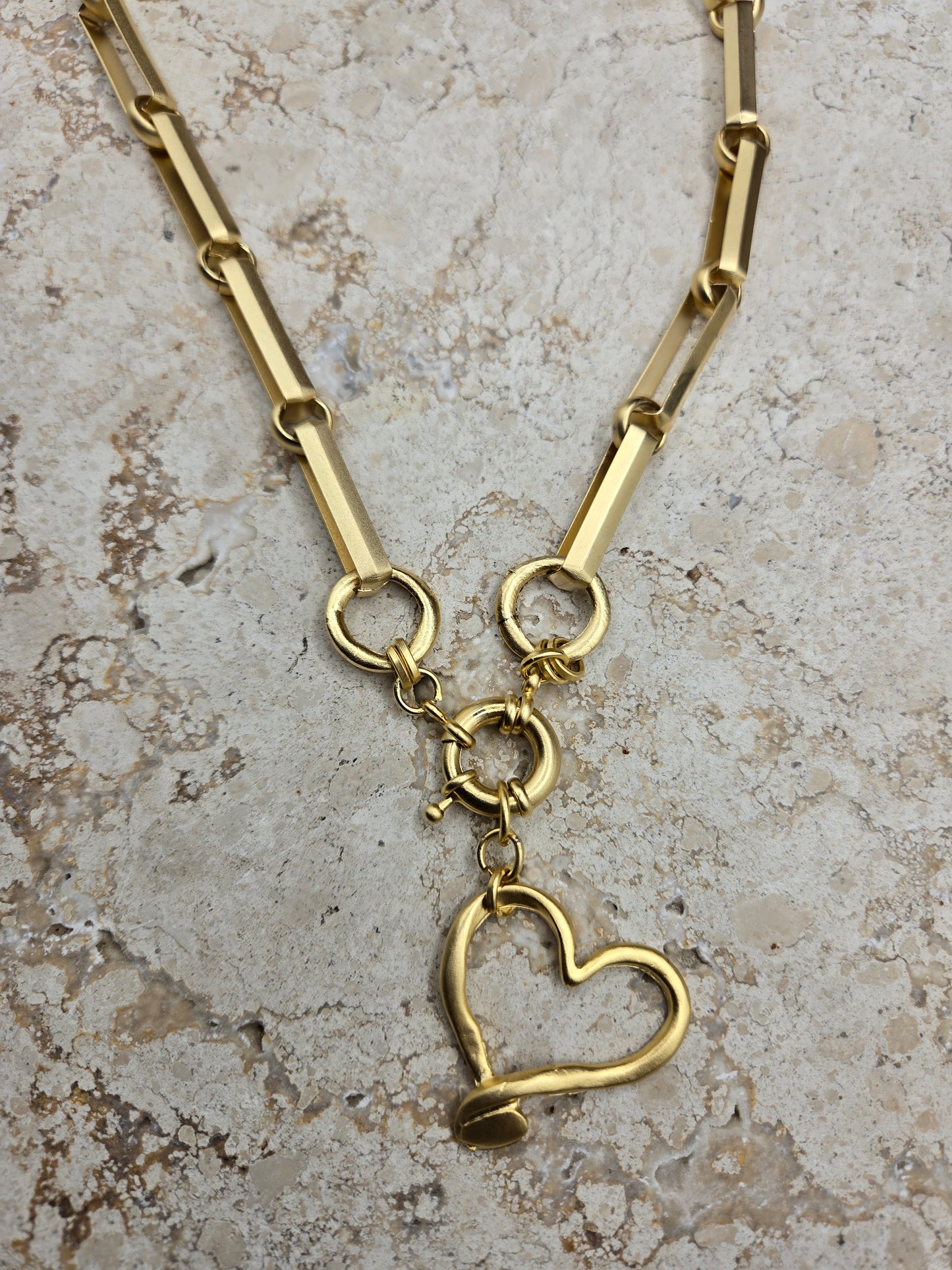 Collar "Lifesaver Heart", dorado mate, corto