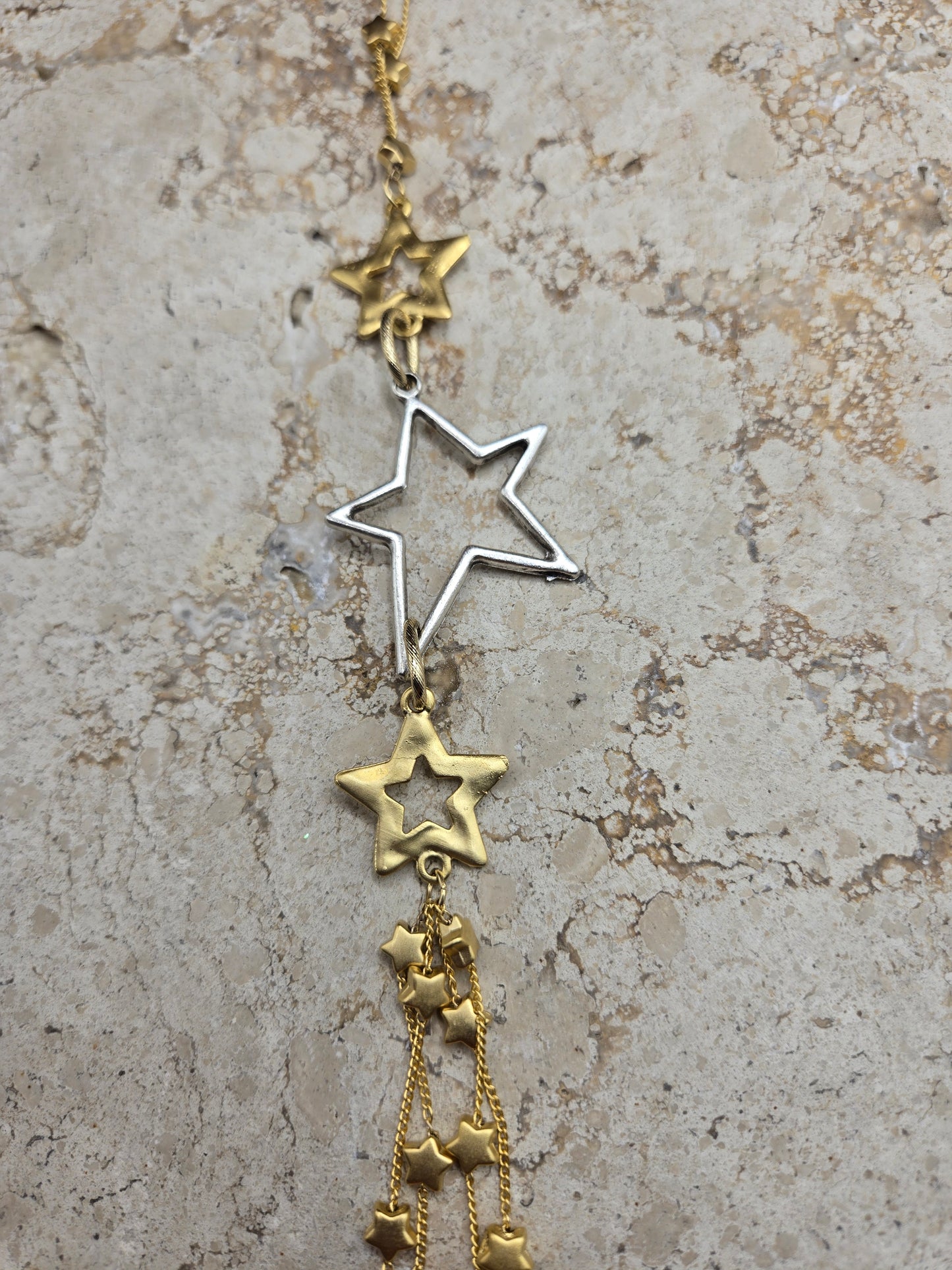 Collar "rock star", dorado y plateado, largo